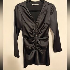 Zara Elegant Black Satin Dress